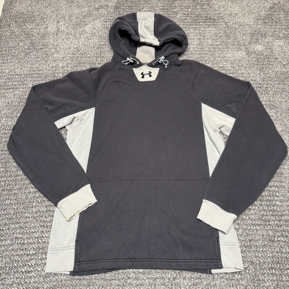 Under Armour Mens Coldgear Hoodie Sweatshirt Small Black Gray Pullover Loose Fit
